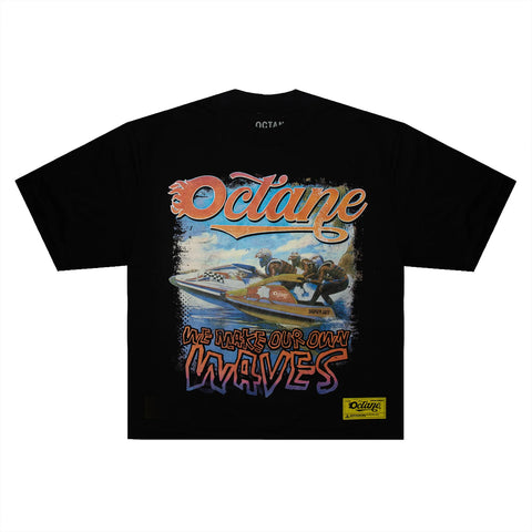 OCTANE “MAKE WAVES” TEE (OVERSIZED BOXY) (BLACK)