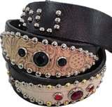 Grave Light Studded Genuine Cow Leather Belt (1 of 1)