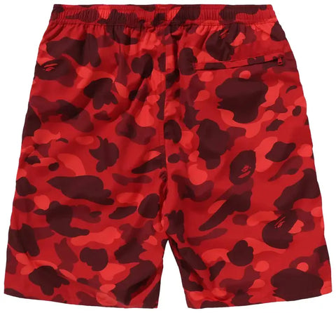 Bape 1st Camo Beach Shorts Red