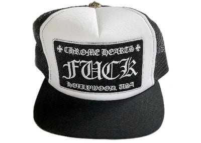 Chrome Hearts FUCK Hollywood Trucker Hat Black/White