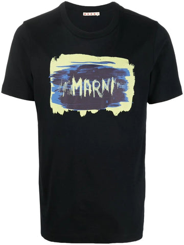 Marni Painted Logo Tee Black