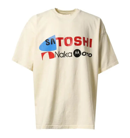 Satoshi Nakamoto Tech Giant Short Sleeve Tee Shirt Cream