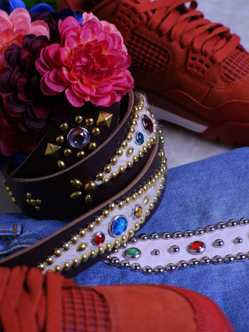 Casino Light Studded Genuine Cow Leather Belt (Version 2)