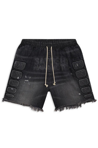 Denim Moto Shorts Black