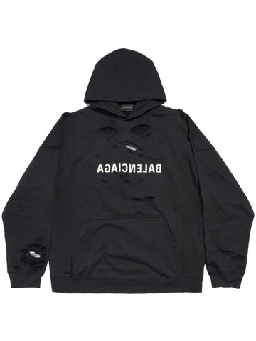 Destroyed Logo Cotton Jersey Hoodie