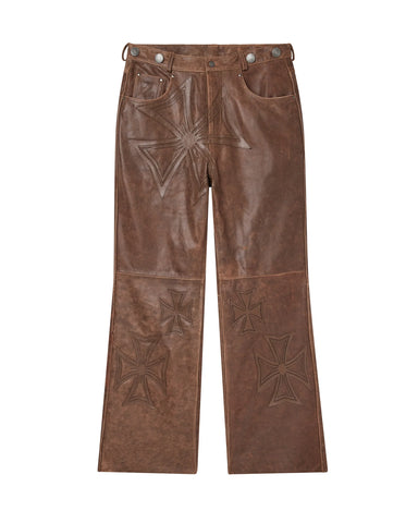 TOBACCO CROXXX LEATHER PANTS