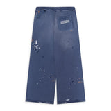 Luke Distressed Wide-Leg Fleece Sweats (Blue)