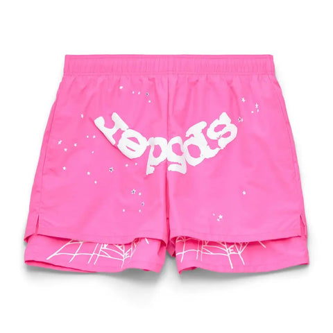 Sp5der OG Web Double Layer Shorts Pink