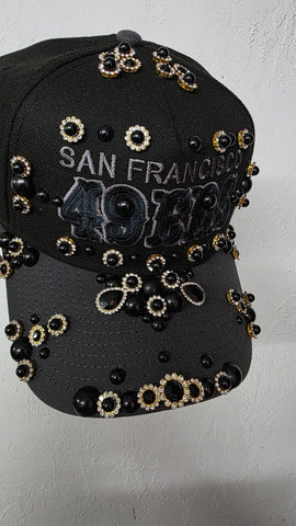 Black 49ers Rhinestone Snapback