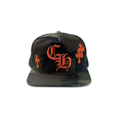 Chrome Hearts Camo and Orange Cross Patch CH Trucker Hat