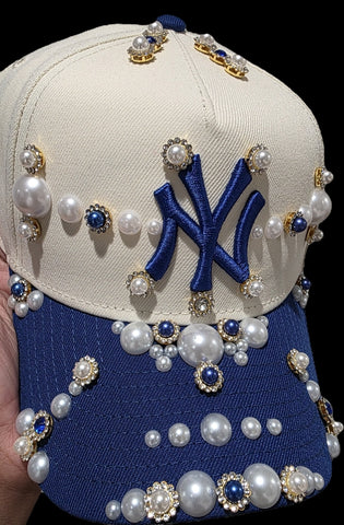 Navy Blue NYC Rhinestone Snapback