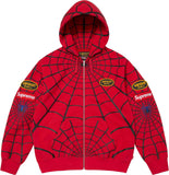 Supreme/Vanson Leather Spider-Man Zip Up Hoodie (Red)