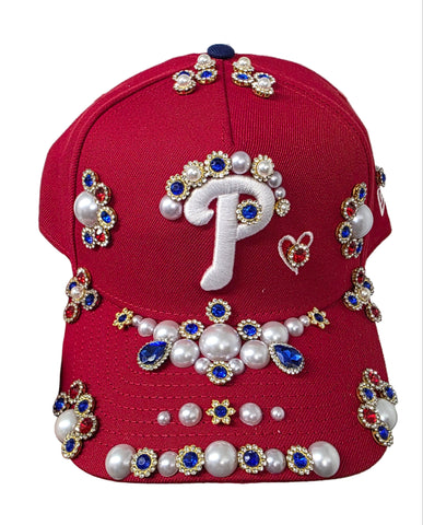 Red Phillies Rhinestone Snapback