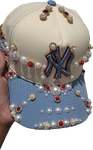 Sky Blue/Red NYC Rhinestone Snapback