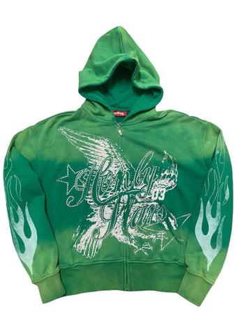 Eagle Rhinestone Hoodie Green