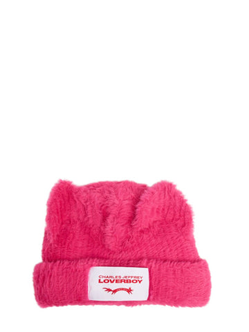 Fluffy Chunky Ears Beanie Pink