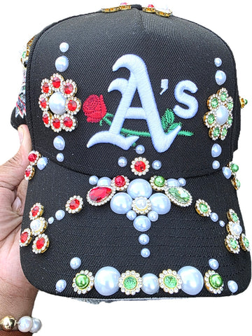 Oakland A's Rose Rhinestone Snapback