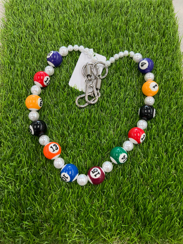 Pool Ball and Pearl Wallet Chain