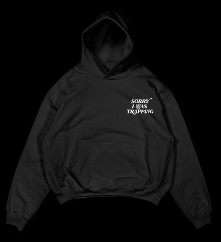 Sorry I Was Trapping Black Vintage Angel Hoodie