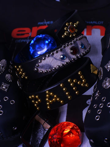 Pain Studded Genuine Cow Leather Belt (1 of 1)