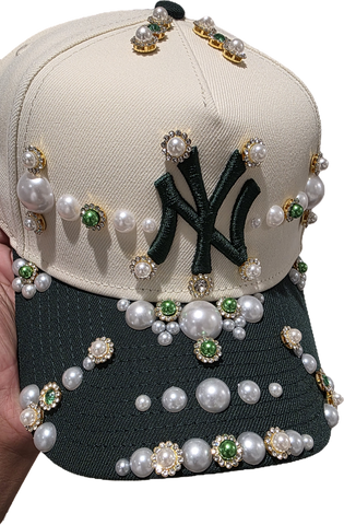 Green NYC Rhinestone Snapback
