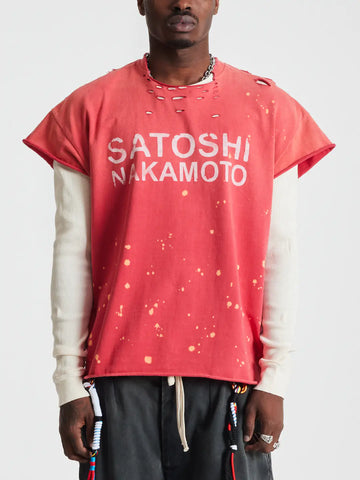 Satoshi Nakamoto Luke Tee Thermal Washed Red