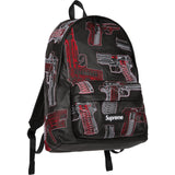 Guns Embroidered Leather Backpack (Black)