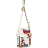 Guns Embroidered Leather Shoulder Bag (White)