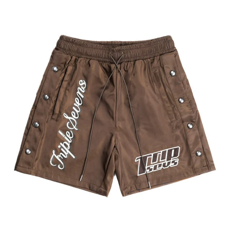 07 NYLON BUTTON UP SHORTS (BROWN)