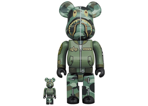 Bearbrick x Bape x Alpha Industries 100% & 400% Set