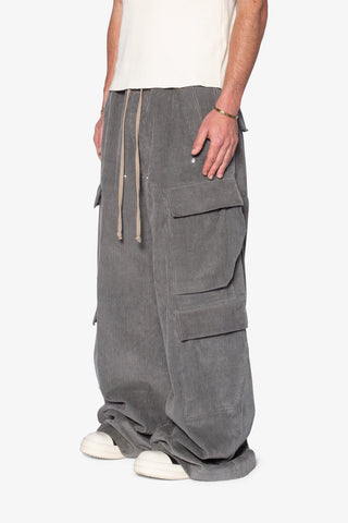 MNML Corduroy Rave Double Cargo Pants Grey