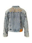 STUDDED PLEATED DENIM JACKET