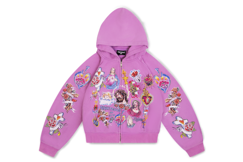 Risen King Cropped Zip Up (Purple)