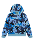 Blue Camo Cotton Wreath Zip Hoodie