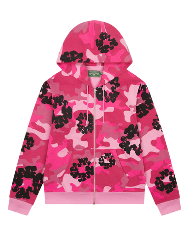 Pink Camo Cotton Wreath Zip Hoodie