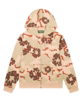 Tan Camo Cotton Wreath Zip Hoodie