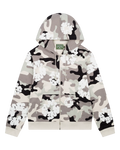 White Camo Cotton Wreath Zip Hoodie