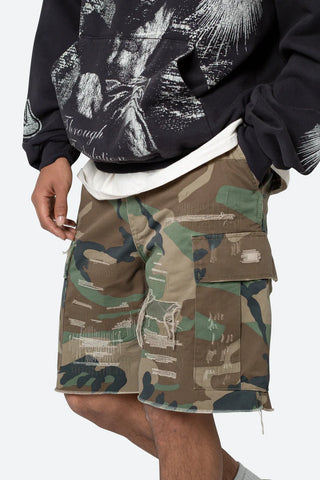 MNML Distressed Cargo Shorts Camo