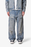 Ultra Baggy Distressed Work Denim (Vintage Blue)