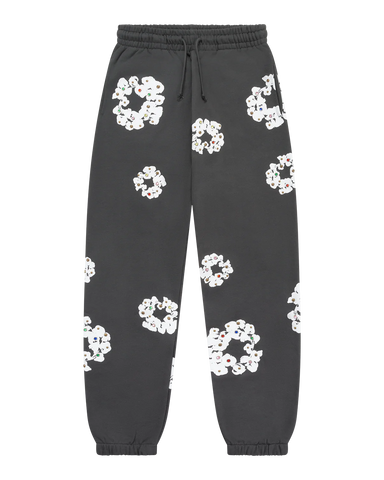 Denim Tears Rhinestone Cotton Wreath Sweatpants Vintage Black