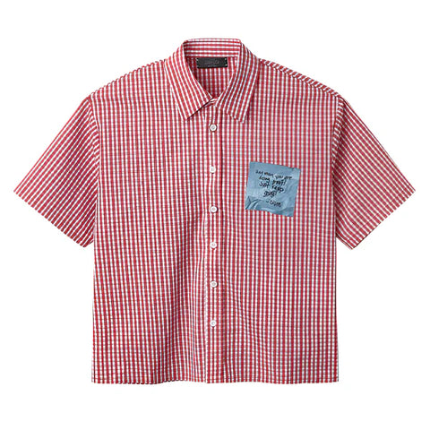 Red Sticky Note Button Up
