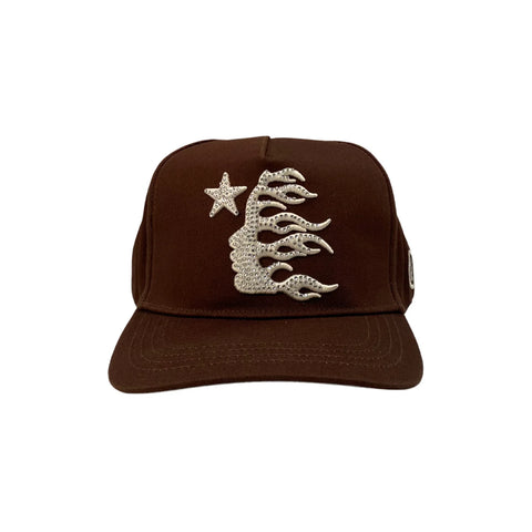 Hellstar Brown Snapback Hat (Rhinestones Logo)