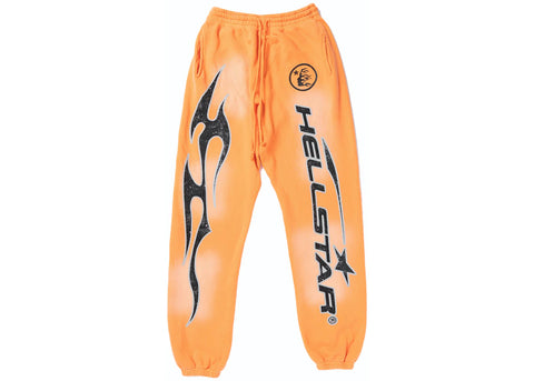 Hellstar Fire Orange Closed Elastic Bottom Sweatpants Orange Dye