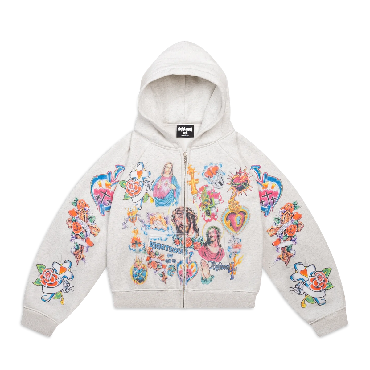 Risen King Cropped Zip Up (Grey) – Token Miami