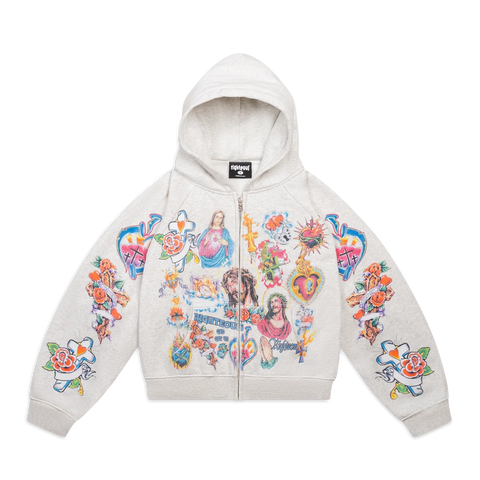 Risen King Cropped Zip Up (Grey)