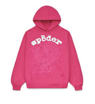 Sp5der Pink OG Web V2 Legacy Hoodie (White Text)