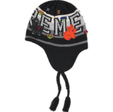 Felt Applique EarFlap Beanie (Black)