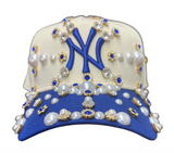 Tan/Royal Yankees Rhinestone Snapback