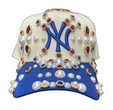 Tan/Royal Yankees Rhinestone Snapback