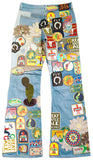 Kapital 'Beautiful World' Patch Bootcut Blue Jeans